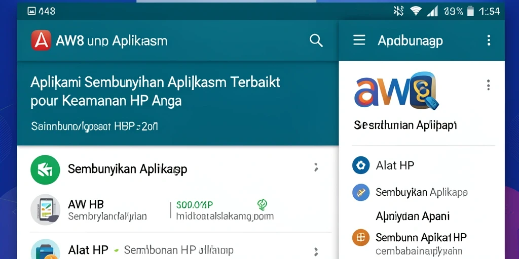 Tampilan antarmuka AW8 yang intuitif dan mudah digunakan untuk menyembunyikan aplikasi.