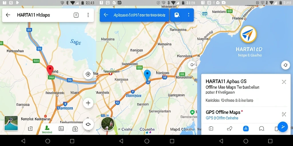 Tampilan antarmuka aplikasi HARTA11 dengan fitur GPS Offline Maps.