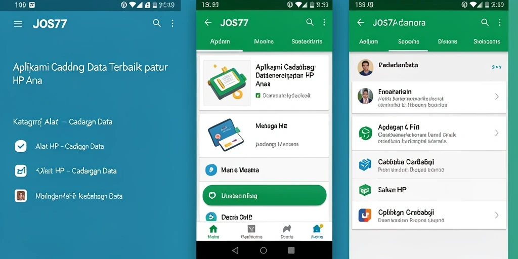 Tampilan antarmuka aplikasi JOS77 untuk Cadangan Data.