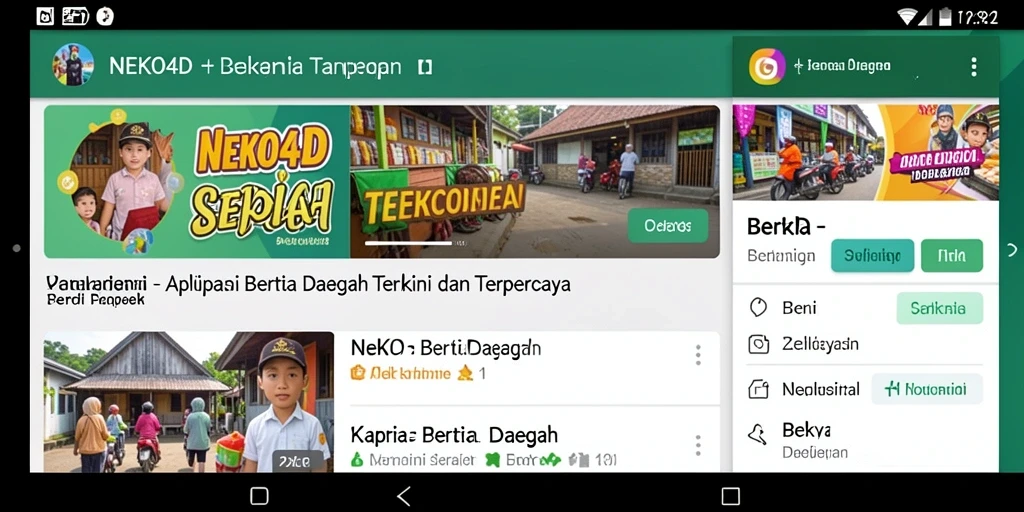 Tampilan antarmuka aplikasi berita daerah NEKO4D yang informatif.
