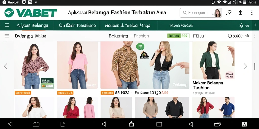 Antarmuka OVABET yang menarik untuk belanja fashion.