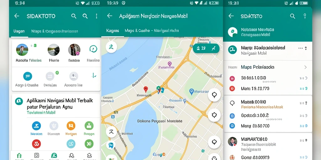 Antarmuka aplikasiyang jelas dan mudah digunakan untuk navigasi mobil.